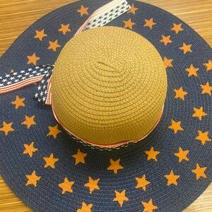 Brown top Patriotic straw flop hat
